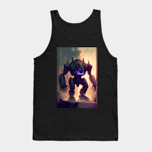 Monster giant robot cyborg attacking the city Tank Top